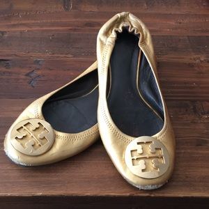 Well loved Tory Burch Gold Flats size 6.5